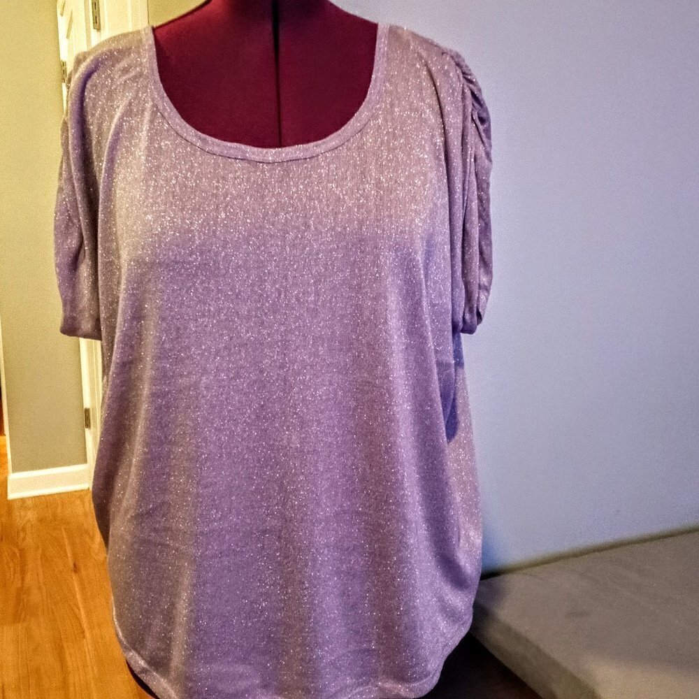 DKNY Jeans Lavender Metallic Shimmer Top